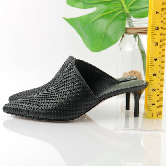 Page Womens Epic Mule Pump Size 6 Black Leather Woven Kitten Heel Pointed SlipOn - Picture 9 of 12